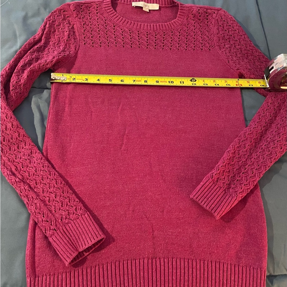 LOFT RASPBERRY PINK LONG SLEEVE SWEATER SIZE SMALL